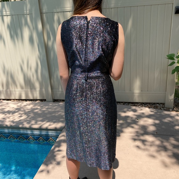 Vintage Black and Iridescent Fitted Cocktail Dress - Picture 6 of 14